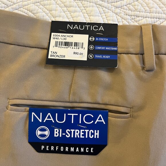 NWT NAUTICA BI-STRETCH PERFORMANCE PANTS - COMFORT WAISTBAND. SZ 40/30. - Picture 1 of 6